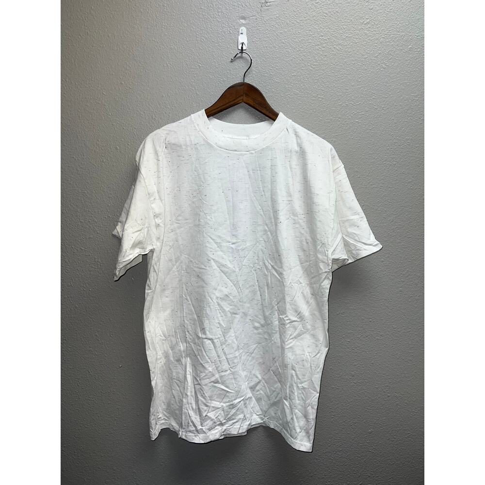 90s Vintage H.L. Miller White Speckled Blank Shirt Tee VTG Large